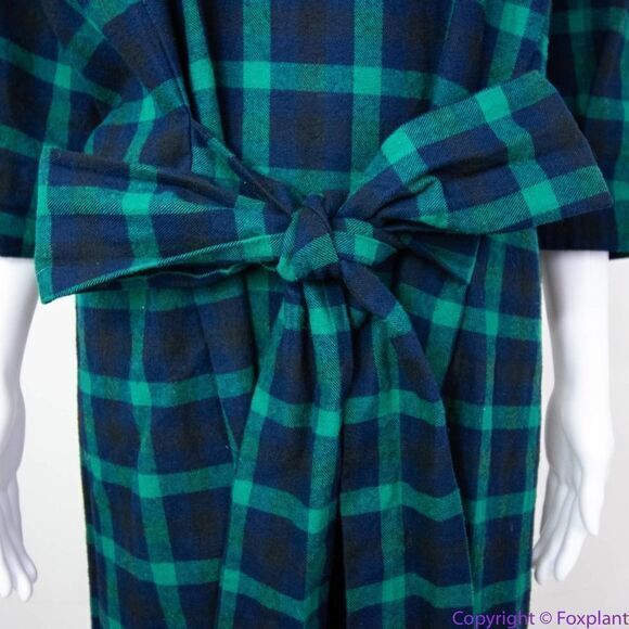 NEW Eloquii green Plaid V-Neck Dress with Side Slits tie waist, plus size 28 - Picture 14 of 16